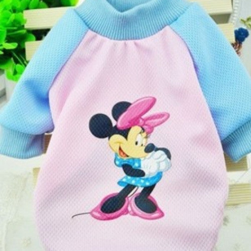 Grid Sweater Puppy Warm Cartoon Print Coat T-Shirt