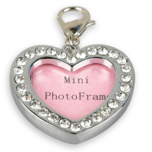 Bling Rhinestone Mini Photo Frame Pet Dog Tags