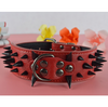 PU Leather Dog Collar with Black Sharp Spikes